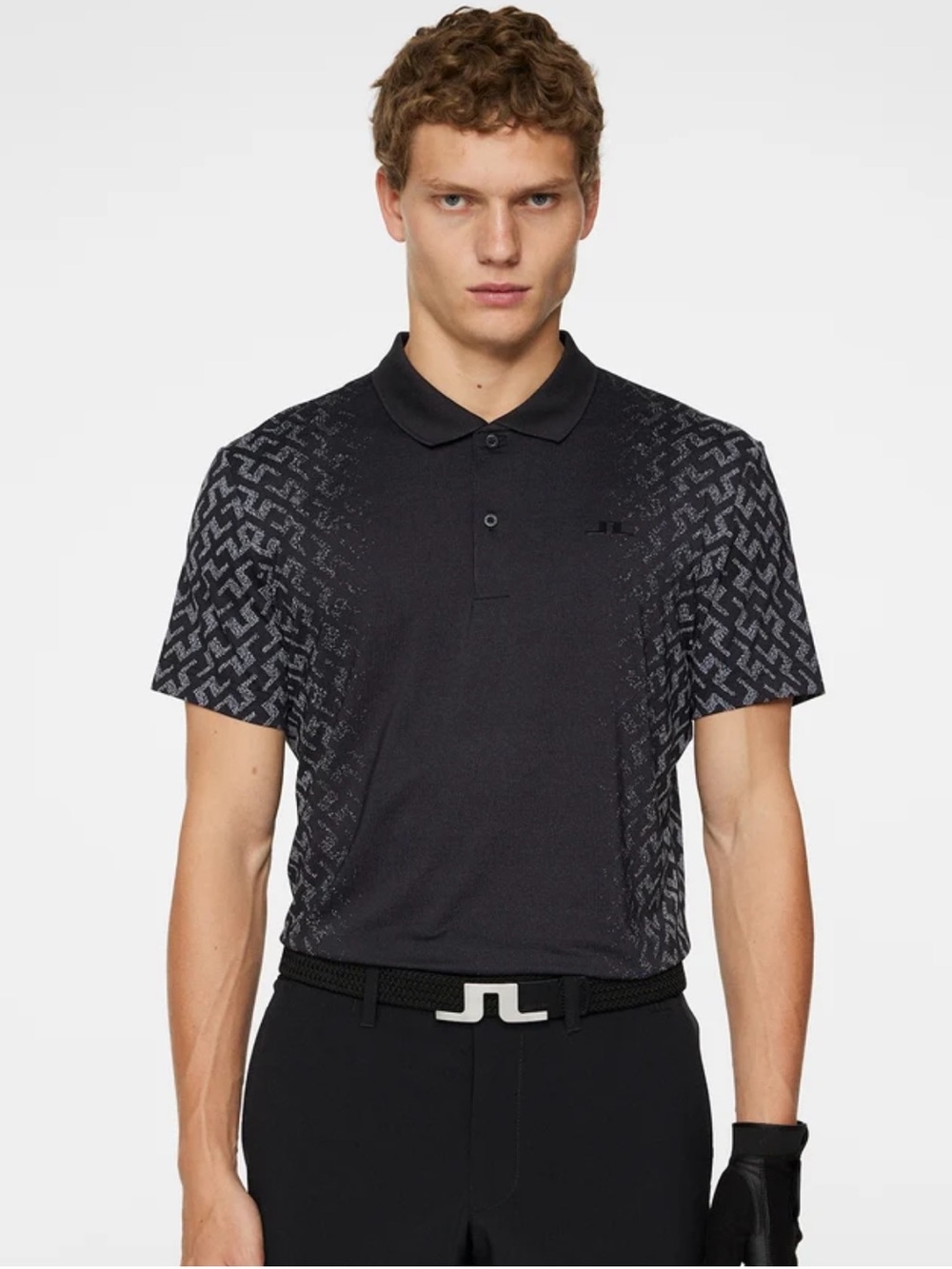 NWT J. Lindeberg Men's Kalle Regular Fit Black Polo Shirt size Large
